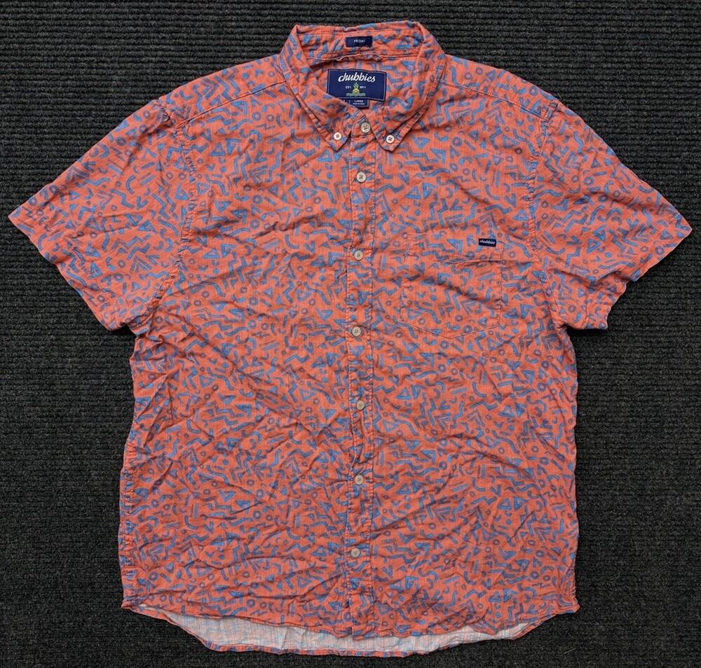 Chubbies Men's Casual Short Sleeve Button-Down Shirt Abstract Size Large
